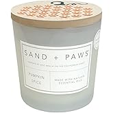 Sand + Paws Scented Candle - Pumpkin Spice - Additional Scents and Sizes –Luxurious Air Freshening Jar Candles Neutralize pet Odors and Enhance Home décor – 100% Cotton Lead-Free Wicks - 21 oz