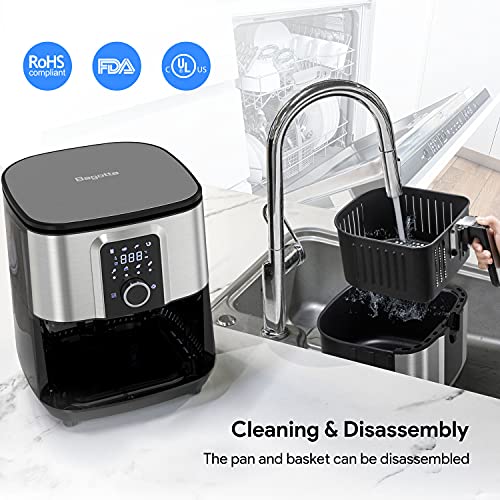 Bagotte Air Fryer, Stainless Steel Electric Hot Air Fryers Oven, 5.8QT