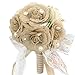 Faylapa Wedding Bridal Bouquet Crystal Pearl Lace White Bridal Bridesmaid Rustic Hand Flowers for Wedding, Engagement, Marriages Valentine's Day