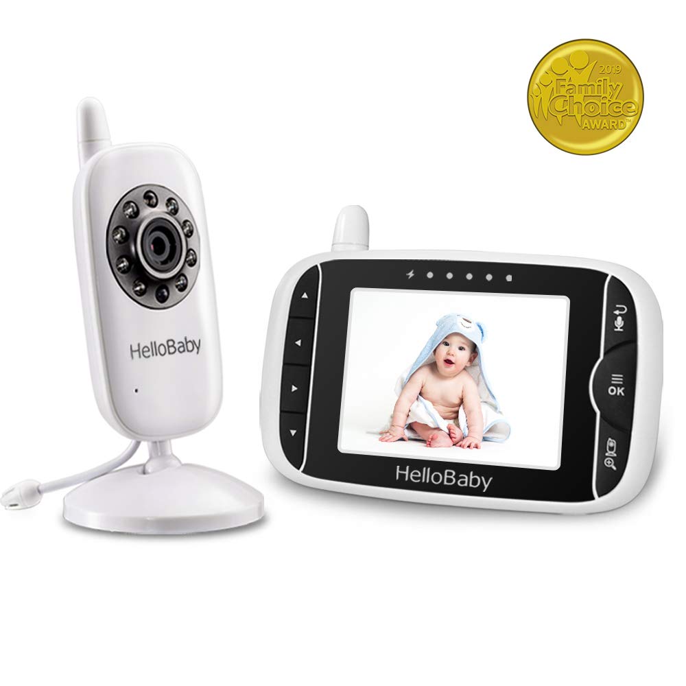 HelloBaby Baby Monitor with Full-Color and Automatic Night Vision, Room Temperature, Lullaby,Two-Way Talk (3.2Inch Baby Monitor)