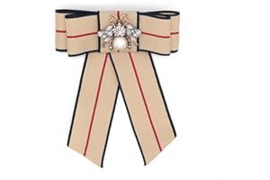 Chamvino Girls Campus wind striped bee Rhinestone bow tie shirt collar pin brooch versatile clothing accessories （Multi-colors）