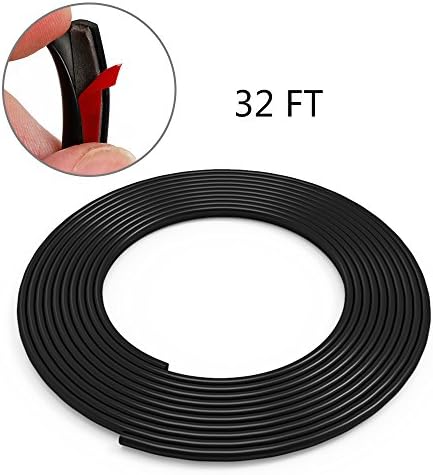 Lyonice Car Door Edge Guard Protectors - Trim U Shape Rubber Seal Strips Window Rubber Seals for Car, Protects Edges of Vehicle on Trunk lids, Hoods, Doors and grilles, 32Ft(10M) Black