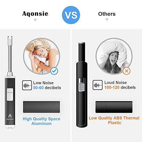 Electric Arc Atomic Candle Lighter USB Rechargeable Kitchen Lighters Long 360° Flexible Neck for BBQ Stovetop Camping Grilling Church Praying Worshipping (Black)