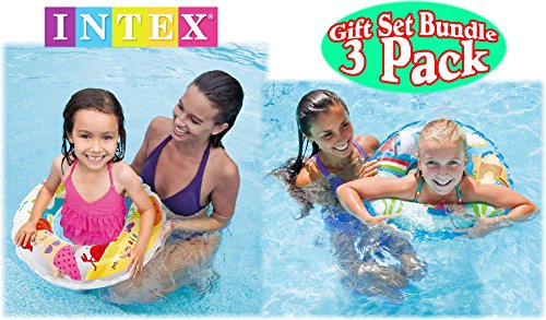 Intex Ocean Reef Transparent Swim Rings Dinosaurs,Mermaid Andbeach Gift Set Bundle-3 Pack