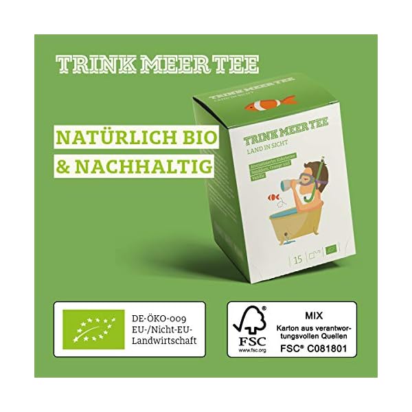 Trink Meer Tee LAND IN SICHT - Bio Früchte-Kräutertee | hocharomatisch | Mandarine und Vanille Geschmack | Biotee in… – Bild 3