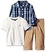 Nautica Baby Boys' Three Piece Set with Long Sleeve Plaid Woven Shirt, Tee and Pant