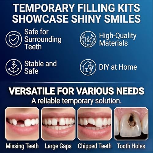 Tooth Filling Repair Kit, Temporary Tooth Filling for Improving Appearance of Gaps or Broken Bridges, Show Confident & Shining Smile, Natural-Looking Smile Solution, Suitable for Women Men