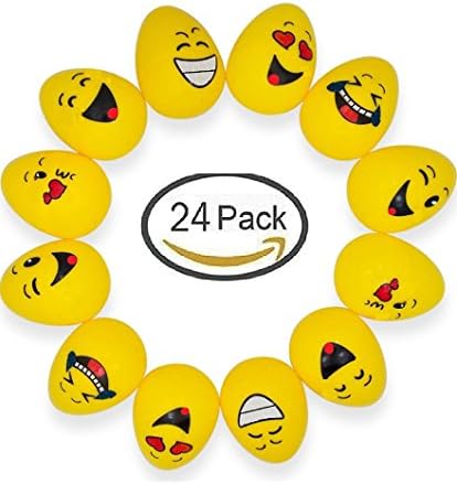 Emoji Easter Eggs - 24 Fillable Eggs, Variety of Crazy and Fun Expressions - Perfect Size for Hiding Candy or Small Toys