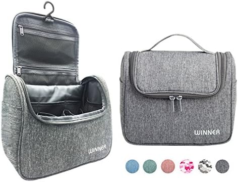 JORYEE Hanging Toiletry Bag | Cosmetics, Makeup and Toiletries Organizer | Waterproof Travel Accessories Bag Organizer, Toiletry Kit for Men and Women (Gray)