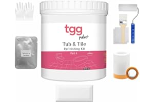 TGG Tub and Tile Refinishing Kit - 1kg DIY Bathtub Sink Countertop Shower Basin Reglazing Kit, Water Based Ceramic Tile Glass Paint Porcelain Reglaze Resurface Coating for Bathroom Kitchen, Semi-matte