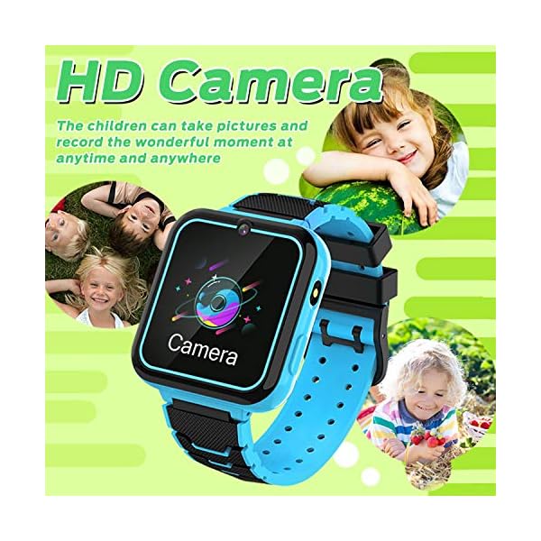 Kids-Smart-Watch-Smart-Watch-for-Kids-with-Phone-Call-Games-Music-Player-SOS-Calculator-Recorder-Alarm-Clock-1-GB-Micro-SD-includedKids-Watch-Gifts-for-Boys-Girls-3-12Y-BLUE Kids Smart Watch, 16 Games Smart Watch for Kids with SOS Call Music Player Camera Calculator Recorder Alarm Clock[Built…