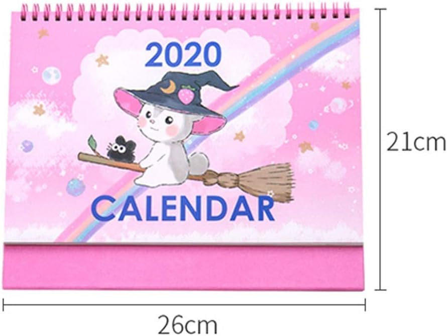 HYDKU Cute Stationery Desk Calendar 2020 Creative Simple Small Fresh Desktop Ornaments Custom Work Calendar Small Calendar (Color : Yellow)