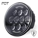 2019 Upgraded 80W DOT Approved 5-3/4" 5.75" Osram Chips LED Projector Headlight for Harley Motorcycle/Bike(Black)