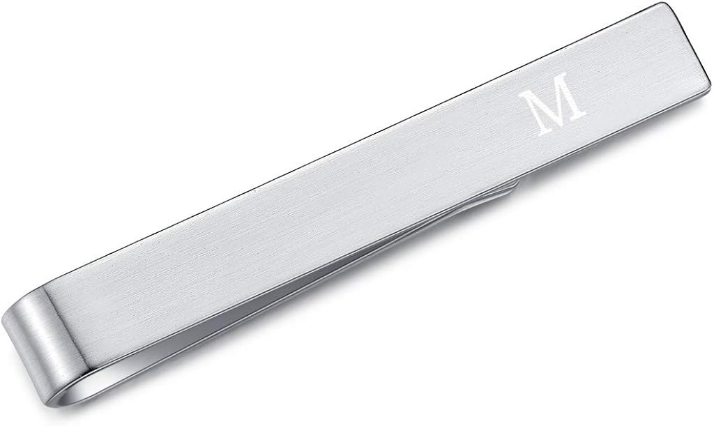 HONEY BEAR Mens Initial Alphabet Letter Tie Clip Bar