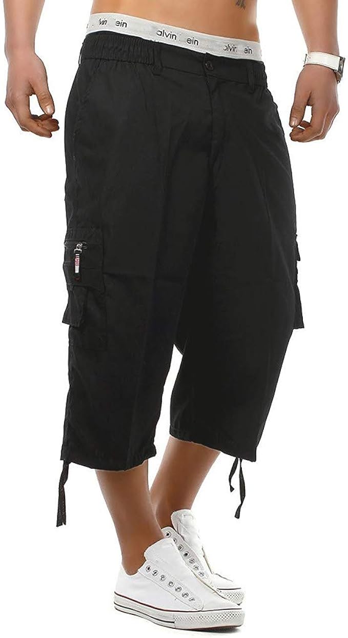 men's knee length shorts elasticated waist