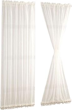 2 piezas de cortinas de color solido de alta precision de tela y material de gasa de estilo frances ventana de cribado para sala de estar cocina