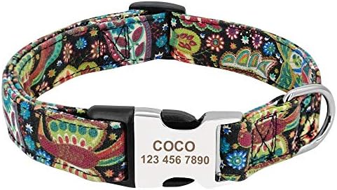 素晴らしい のカスタム犬の首輪パーソナライズナイロンペットの犬のタグの首輪調節可能な刻まれた子犬猫ネームプレートid首輪 Color Redgreen Size M 安心発送 の