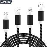 USB Type C Cable, Mifeng 4-Pack (3ft+6ft+6ft+10ft) USB-C to USB A 2.0 Nylon Braided Fast Charging Cord for Samsung Galaxy S9 S8 Plus Note 9 8,Google Pixel XL,Moto Z Z2,LG V20 Nintendo