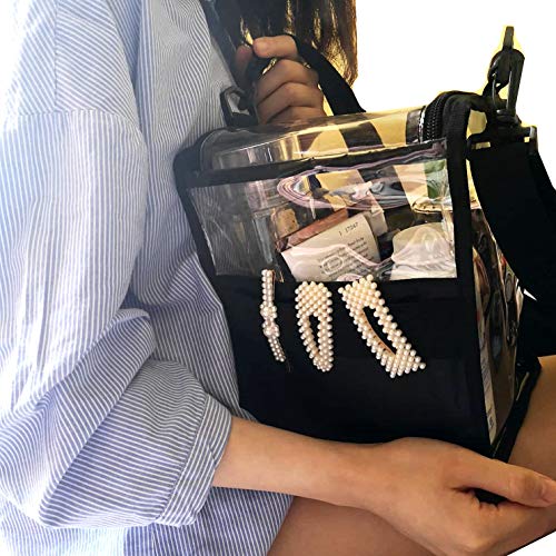 Portable Multipurpose Clear Bag Makeup Cosmetic Case Organizer Travel Makeup Box PVC Dust-Free Storage Bag With Adjustable Shoulder Strap And Dividers For Makeup Brushers Toiletry Accessories (Black) 3 Portable Multipurpose Clear Bag Makeup Cosmetic Case Organizer Travel Makeup Box PVC Dust-Free Storage Bag With Adjustable Shoulder Strap And Dividers For Makeup Brushers Toiletry Accessories (Black)