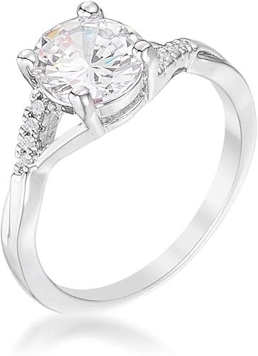 Cz Sparkle Jewelry Oval Cubic Zirconia Engagement Ring 1 31 Carat Rhodium Plated Amazon Com