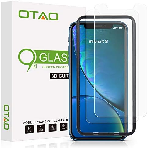iPhone XR Screen Protector Glass (2Pack), OTAO iPhone XR Tempered Glass Screen Protector Easy Installation Tray for Apple iPhone XR(6.1'')
