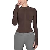 Locachy Women's Lightweight Stretchy Workout Full Zip Running Track Jacket with Thumb Holes