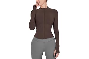 Locachy Women's Lightweight Stretchy Workout Full Zip Running Track Jacket with Thumb Holes