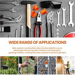 100 Pcs Rebar Safety Caps Orange Plastic Mushroom