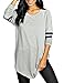 OURS Womens Round Neck Long Sleeve Jersey Shirt Loose Long T-Shirt Tops (XL, Gray)