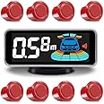 ELSNU Car Parking Sensors Kit Reverse Parktronic System Auto Electronics Vehicle Backup Assistant Reverse 8 Sensor (Red)