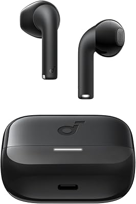 K20i di Anker, auricolari wireless semi-in-ear, Bluetooth 5.3, 36 ore di riproduzione, ricarica rapida, suono nitido e chiamate con 2 microfoni ENC, EQ personalizzata, IPX5, controllo app
