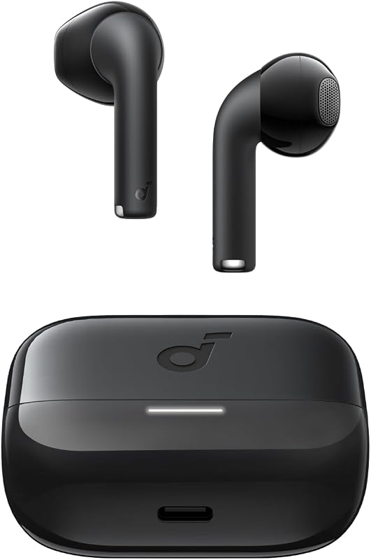 K20i di Anker, auricolari wireless semi-in-ear, Bluetooth 5.3, 36 ore di riproduzione, ricarica rapida, suono nitido e chiamate con 2 microfoni ENC, EQ personalizzata, IPX5, controllo app