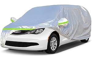 AUQDD 6-Layers Premium MPV Car Cover Waterproof All Weather Weatherproof UV Sun Protection Snow Dust Storm Resistant Outdoor Exterior Custom Form-Fit Full Padded Car Cover with Straps 199"-210" K17