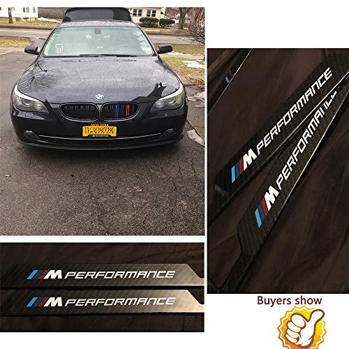2pcs M Performance Logo License Plate Stainless Steel Frame,with Carbon Fiber Textured Glossy Finish Logo for BMW,Applicable to US Standard car License Frame