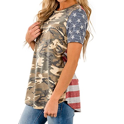 Short Sleeve Tops,Women Print American Flag Sleeveless Tank Crop Tops Vest Blouse T-Shirt Independent Day Flag Day Blouse Shirt Tank Tops (Multicolor, XXL)