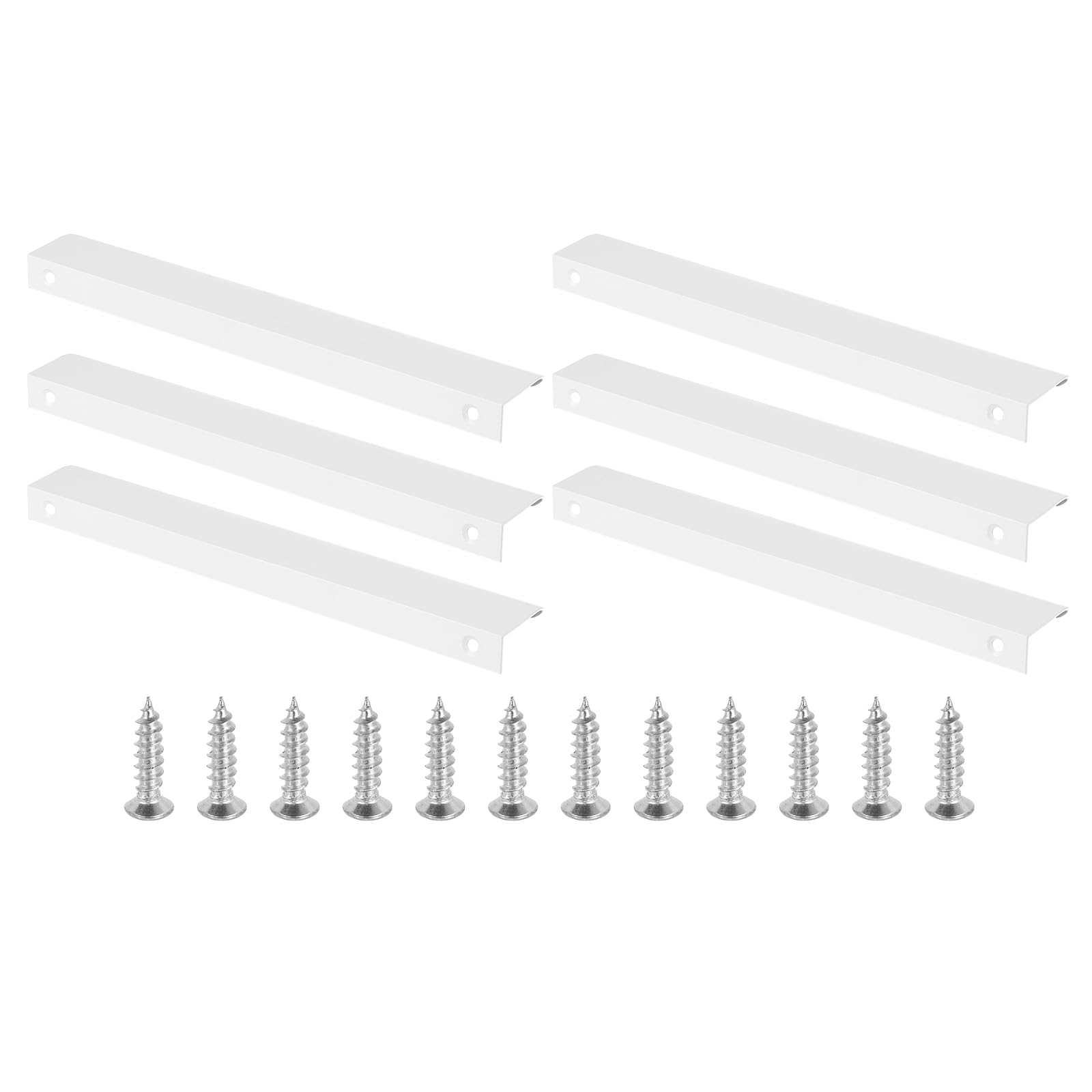 PATIKIL Mount Finger Edge Pull, 6 Pack 200mm/7.87" Aluminum Alloy Concealed Handle Cabinet Edge Pulls with Screws for Home Kitchen Furniture Door Drawer, White