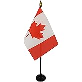 AZ FLAG - Canada Table Flag 4'' x 6'' - Canadian Mini Desk Flag 100% Polyester 15 x 10 cm - Office Banner with 10'' Pole - Golden Spear