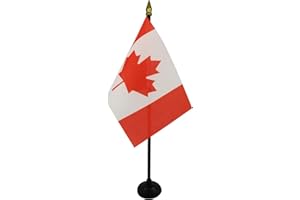 AZ FLAG - Canada Table Flag 4'' x 6'' - Canadian Mini Desk Flag 100% Polyester 15 x 10 cm - Office Banner with 10'' Pole - Golden Spear