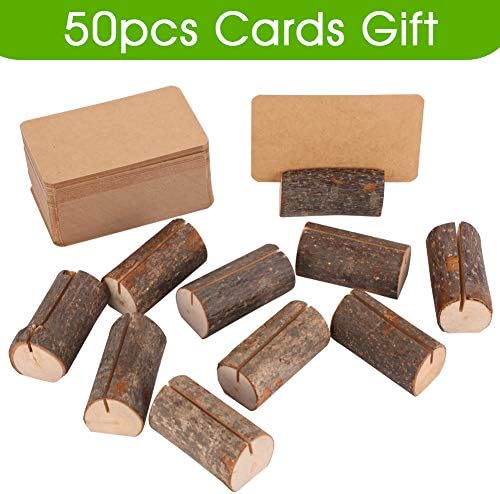 Rustic Wood Place Card Holders 40 Pcs, Table Numbers Holder for Party Weddings, Wooden Memo Holder, Card Photo Picture Note Clip Holders Escort Card Holder