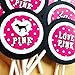 10 Piece Pink Polka Dot Cupcake Topper w/Stick