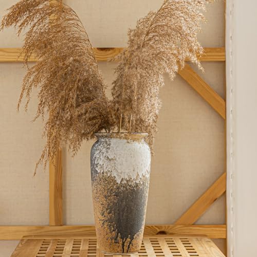 COTYNI RUSTIC CERAMIC FLOOR LARGE VASE FOR FARMHOUSE DECOR, POTTERY CLAY TALL TERRACOTTA VASE FOR FLOWERS, POTTERY VASE FOR LIVING ROOM DECOR, SHELF, MANTEL DECORATION, WEDDING HOUSEWARMING GIFT