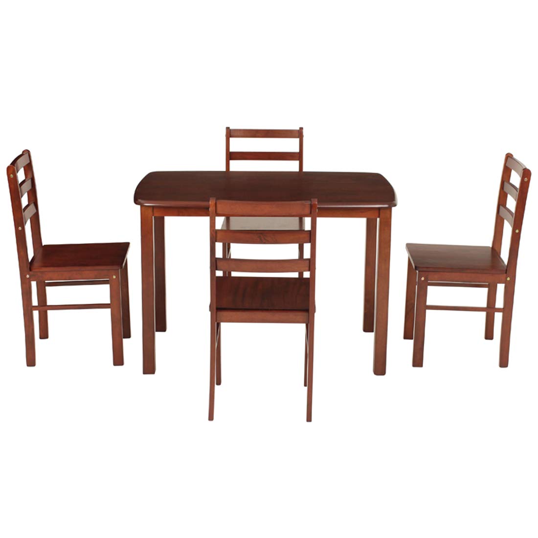Woodness Ivy 4 Seater Basic Dining Table Set (Matte Finish, Mahogany