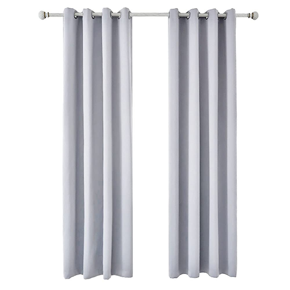ANCLLO Set of 2 Panels Solid Blackout Curtains Thermal Insulated Drapes Grommet Window Curtains for Sliding Door 52 x 84 Inch Gray