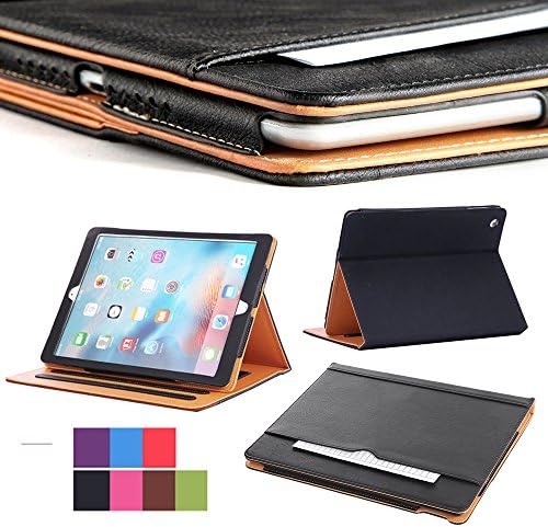 I4UCase Apple iPad Pro Case - Soft Leather Stand Folio Case Cover for Apple iPad Pro 12.9 Inch (Compatible with 2017 and 2015 Model), with Auto Sleep/Wake, Document Card Pocket (Black)