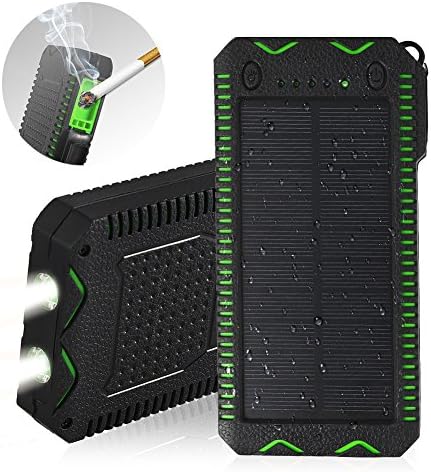 [Upgraded] Solar Charger,15000mAh Solar Battery Charger,Portable Solar Power Bank Waterproof/Dustproof/Shockproof Dual USB Port,Phone Charger for Emergency Outdoor Camping Travel Black and Green