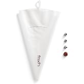 L&eacute;ku&eacute; Reusable Piping Bag Set with 3 Nozzles | 5 piece Cake Decorating Kit: x 2 Piping Bags + 3 Standard Stainless Steel Nozzles &amp; Coupler | Screw-on Tips for no Leaks | Dishwasher Safe