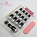 Bling Art False Nails French Fake Black Silver Squoval 24 Acrylic Medium Tips