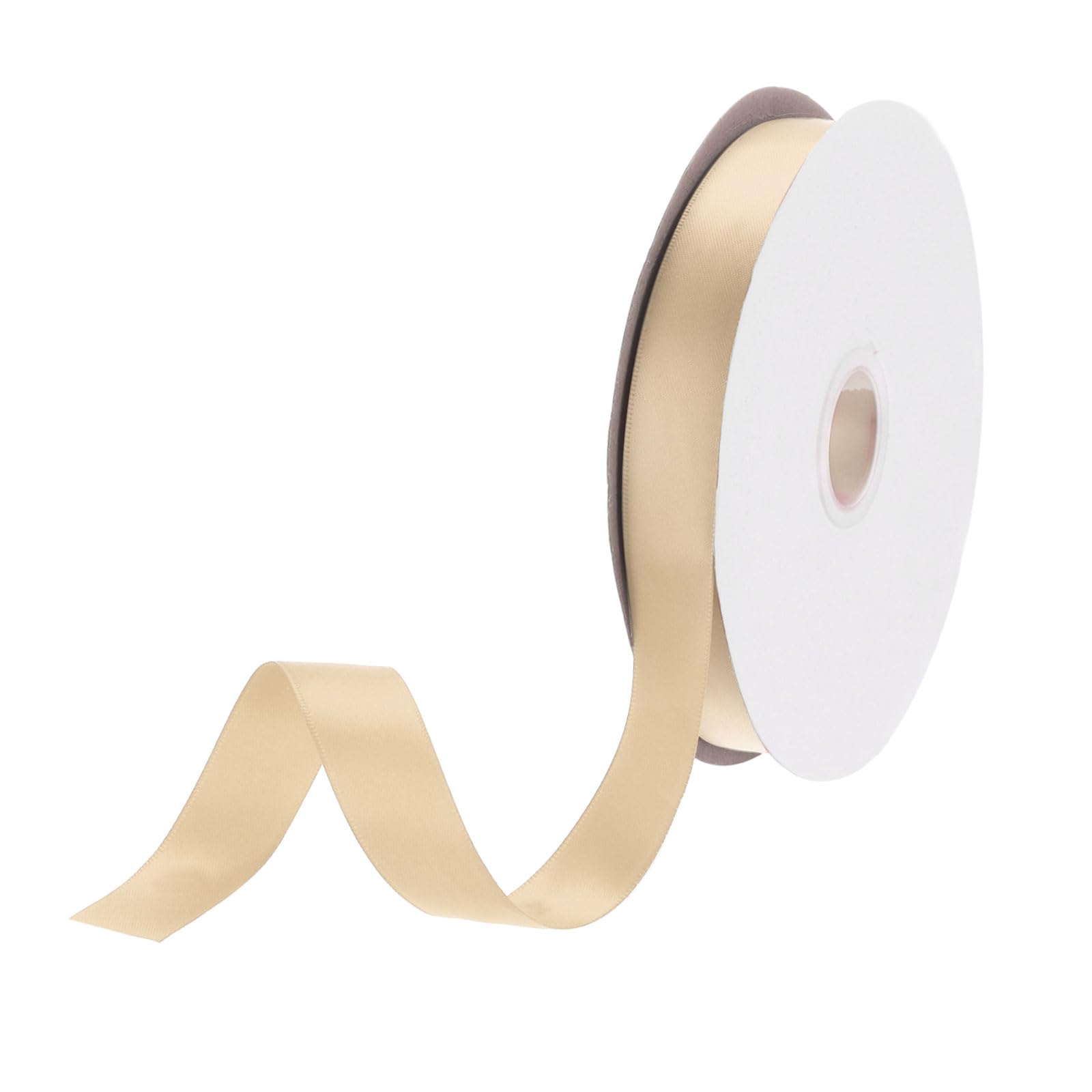DMiotech 20mm Satin Ribbon 46m/150ft Thin Double Face Fabric Grosgrain Ribbon for Gift Wrapping Floral Hair Flower Bouquet, Champagne