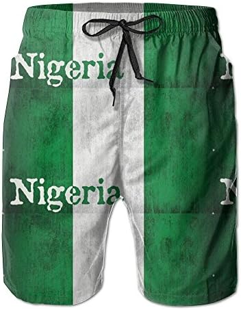 Nigerian Flag Mens Shorts Loose Summer Swimming Trunks Running Swimming and Surfing