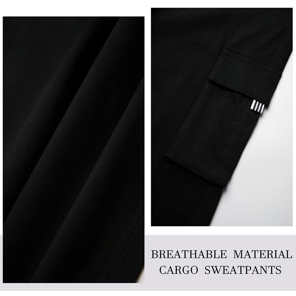 THWEI Mens Cargo Pants Casual Cotton Jogger Multi Pockets Outdoor Hiking Work Sweatpants